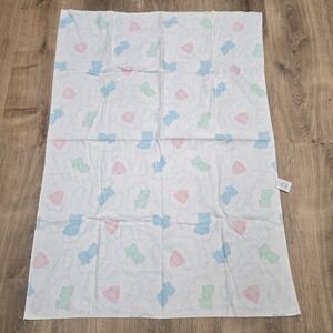 Vintage Cuddle Time Baby Blanket Sleeping‎ Teddy Bear Cloud Pastel 28×40